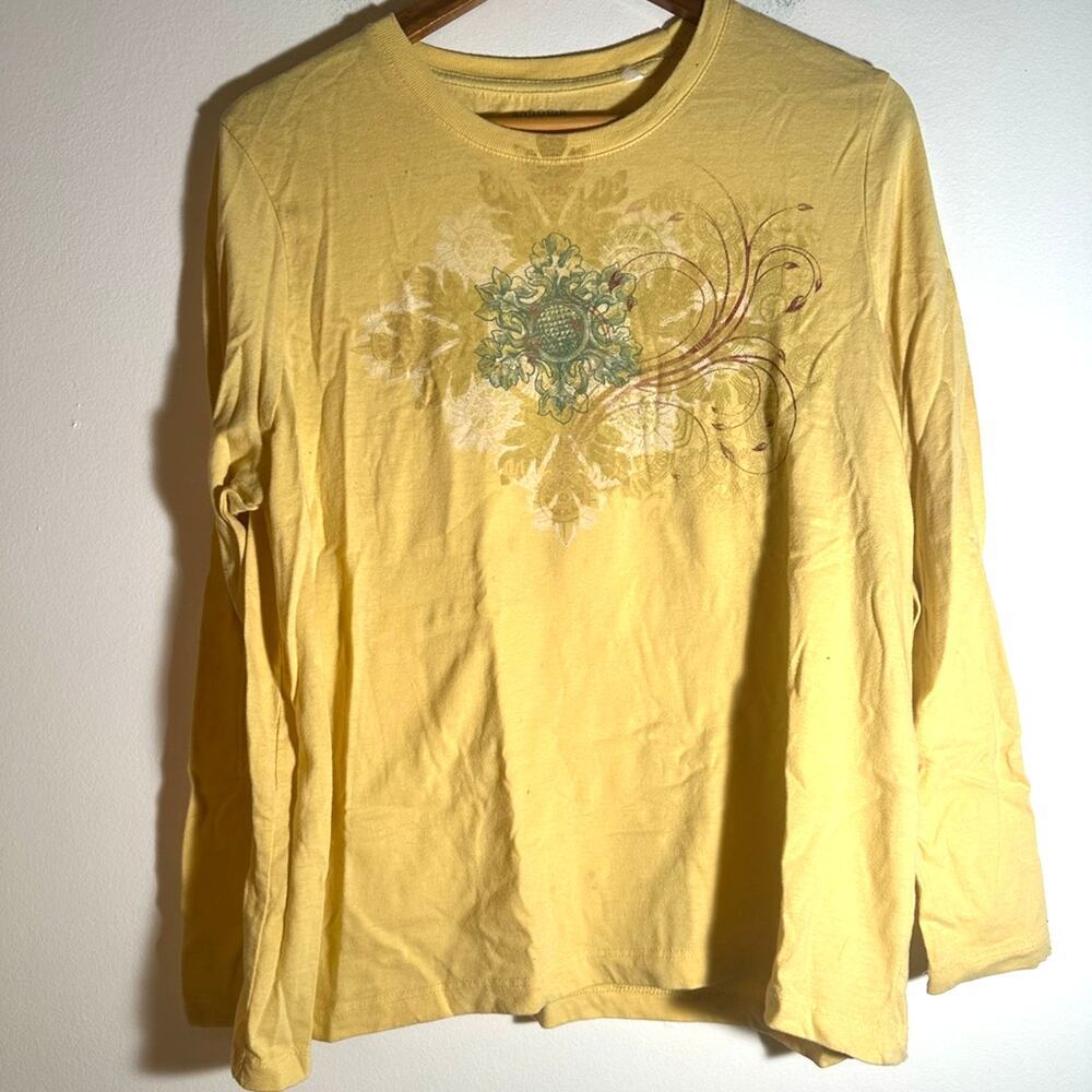 Yellow Long Sleeve Shirt with Floral Design